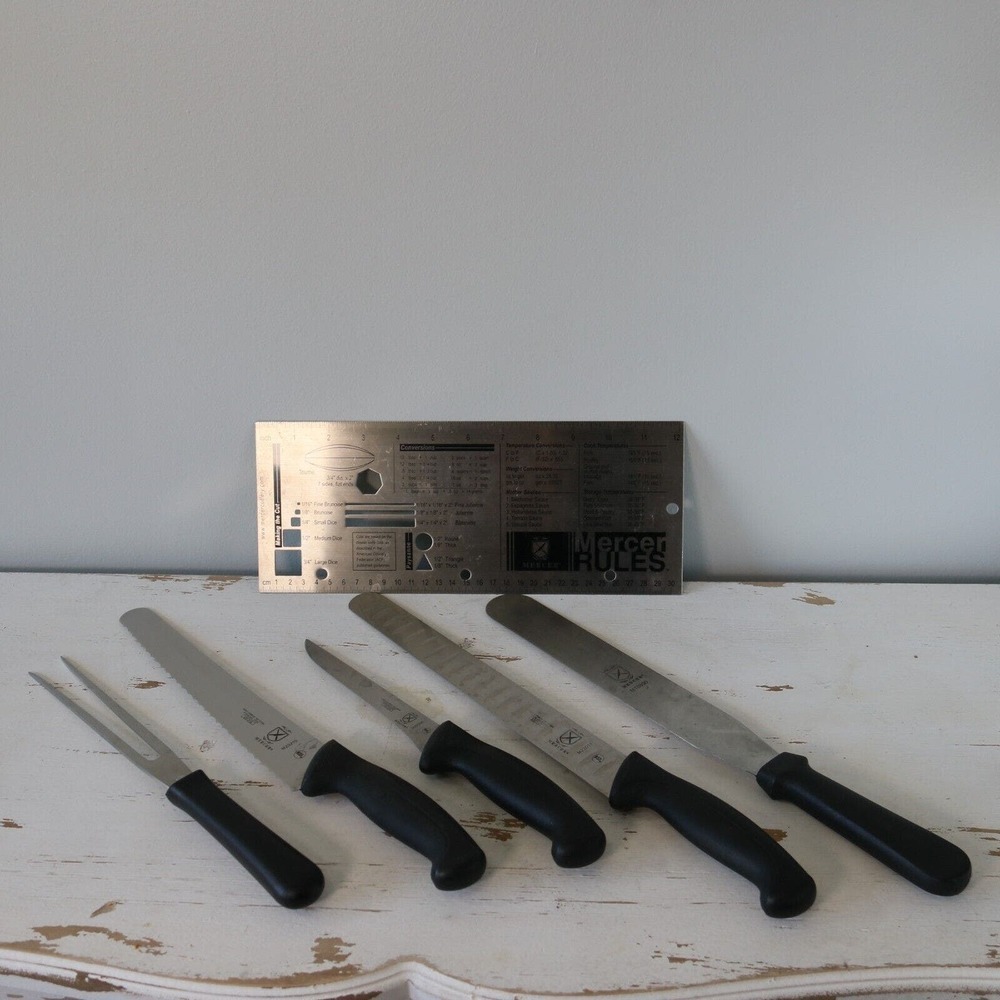 4 Pc Mercer Knife German Steel M23210 M22306 M18800 M23011 + Culinary Ruler​​